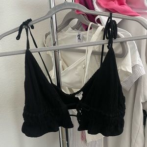 Black front tie tank top